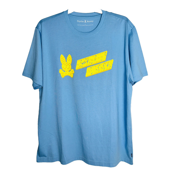 Psycho Bunny Pisani Graphic Tee Size 8 2XL Montana Sky‎ Blue NWT - Picture 1 of 5